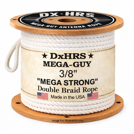 Mega Steel Ropes DxHRS Double Braid 3/8″ Mega-Guy Rope – 600 FT | DX Ham Radio Supply